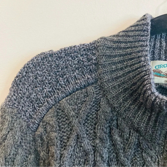ARAN CRAFTS Sz S (Men) Sz M (Women) 100% Merino Wool Fisherman Cable Cardigan - Picture 7 of 10